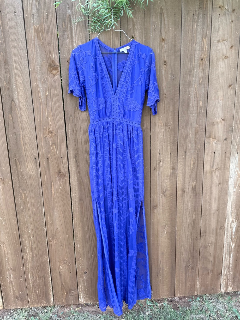 Gianni Bini Royal Blue Lace V-Neck Maxi Dress